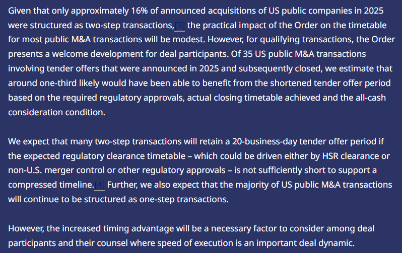 クーパー様 商談中 SEC Exemptive Order Halves Minimum Tender Offer Period for